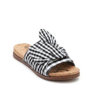 Sam Edelman Heidi Bow Sandals Black White Gingham Fabric | Size 8M